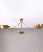 3 Lights Brass Flush Mount Pendant Uplifting Chandelier 46