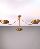 3 Lights Brass Flush Mount Pendant Uplifting Chandelier 46