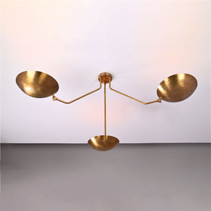 3 Lights Brass Flush Mount Pendant Uplifting Chandelier 46