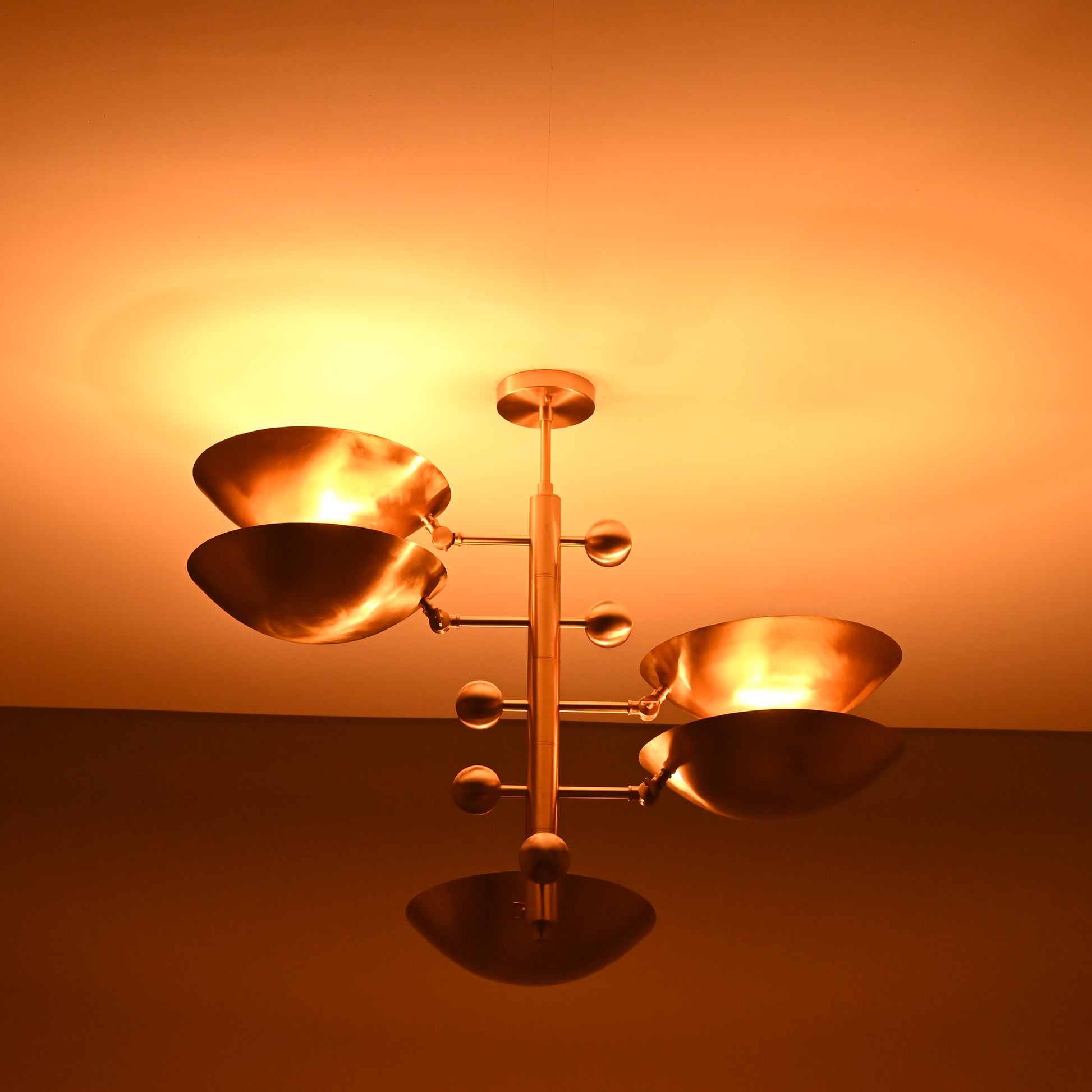 5 Lights Brass Orbital Uplifting Lamp Ambient No-shadow No-glare Ceiling light 34" Wide - 32335