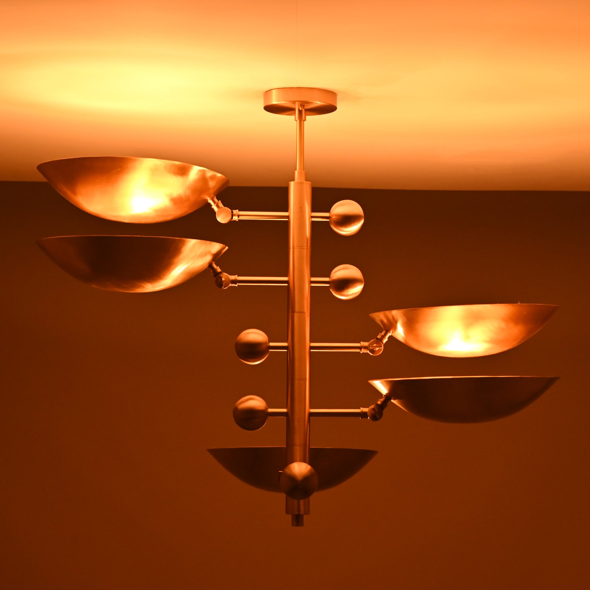 5 Lights Brass Orbital Uplifting Lamp Ambient No-shadow No-glare Ceiling light 34" Wide - 32335