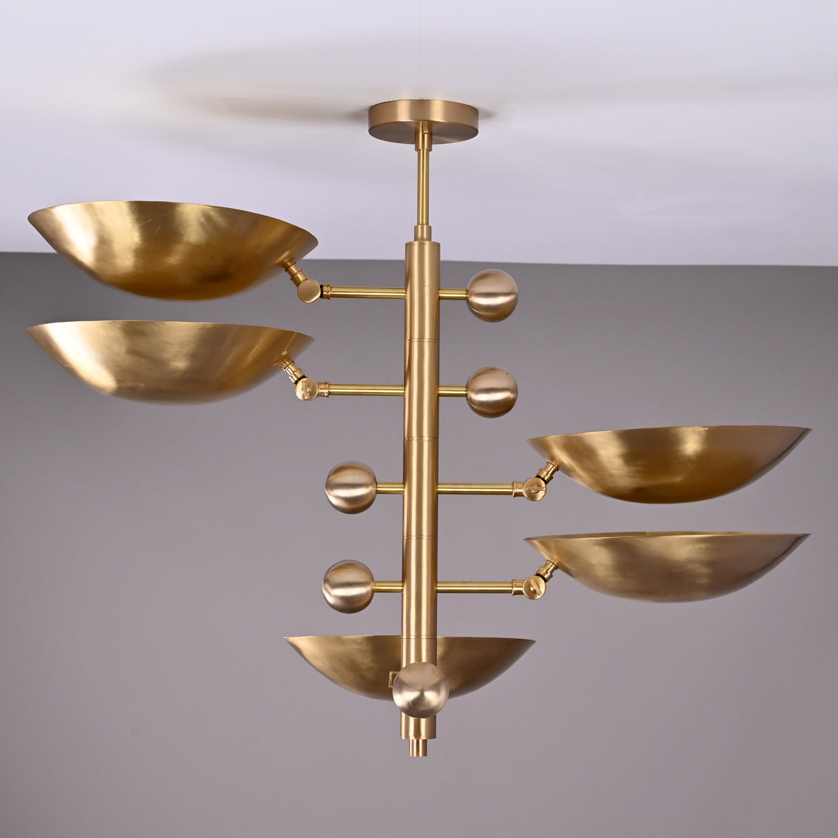 Modern Customizable Brass Chandelier | Mid-Century Ceiling Lamp | Contemporary Home Lighting | ColorfSemi Flush Ceiling Fixture - 32335
