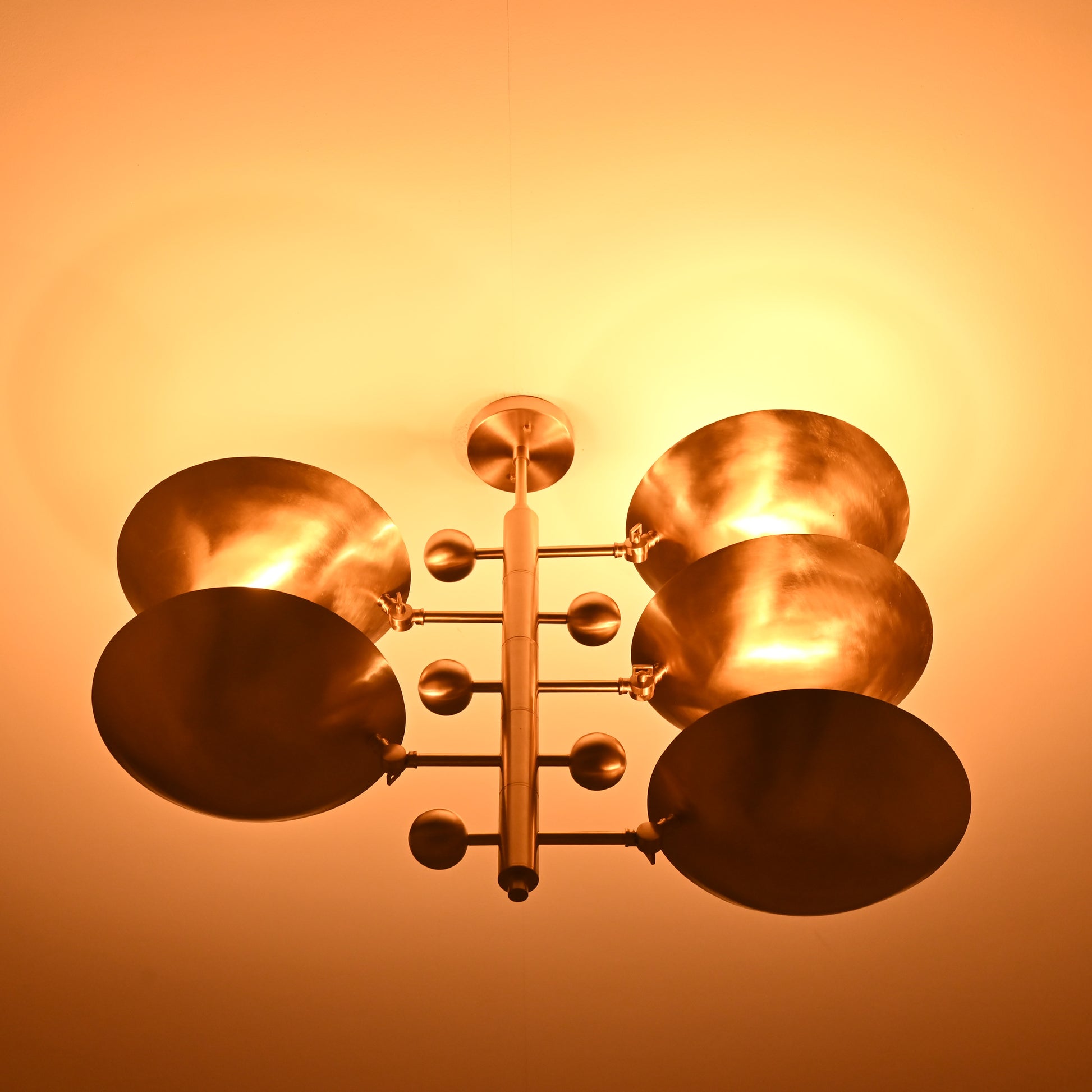 5 Lights Brass Orbital Uplifting Lamp Ambient No-shadow No-glare Ceiling light 34" Wide - 32335