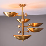 Modern Customizable Brass Chandelier | Mid-Century Ceiling Lamp | Contemporary Home Lighting | ColorfSemi Flush Ceiling Fixture - 32335