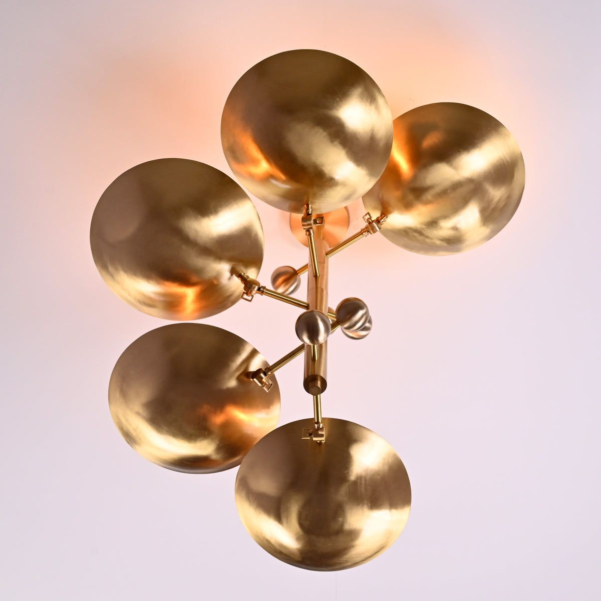 Modern Customizable Brass Chandelier | Mid-Century Ceiling Lamp | Contemporary Home Lighting | ColorfSemi Flush Ceiling Fixture - 32335
