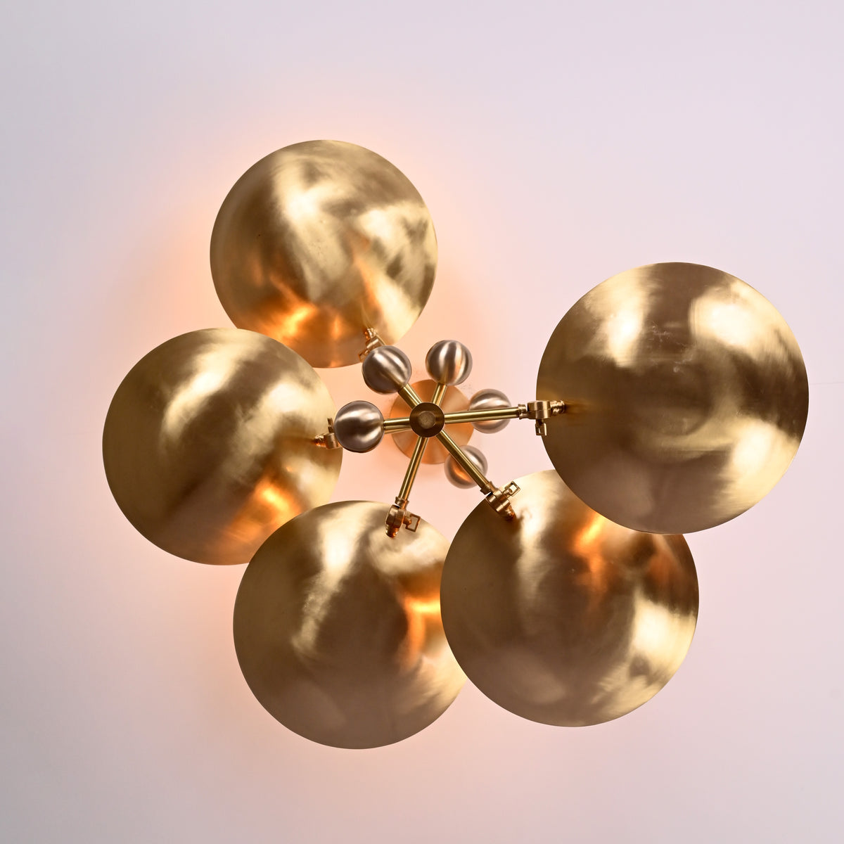 Modern Customizable Brass Chandelier | Mid-Century Ceiling Lamp | Contemporary Home Lighting | ColorfSemi Flush Ceiling Fixture - 32335