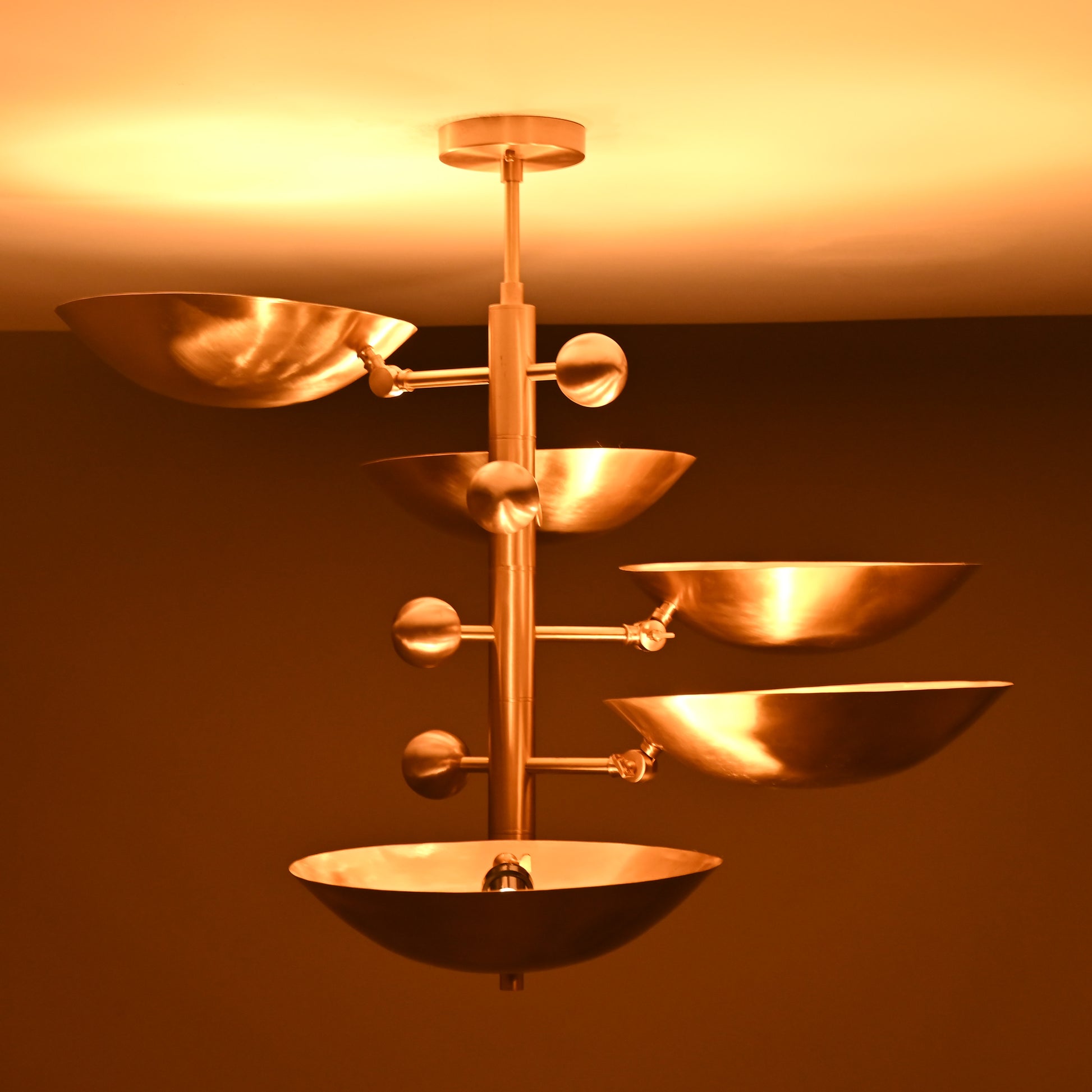 5 Lights Brass Orbital Uplifting Lamp Ambient No-shadow No-glare Ceiling light 34" Wide - 32335