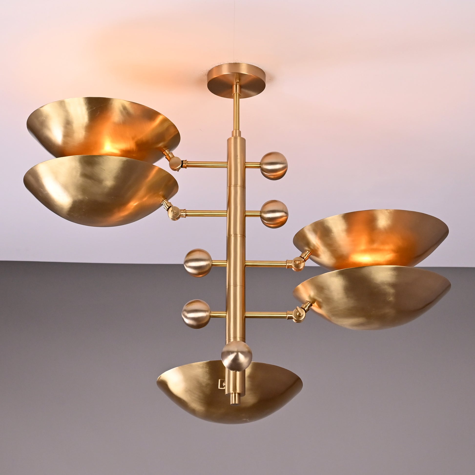 5 Lights Brass Orbital Uplifting Lamp Ambient No-shadow No-glare Ceiling light 34" Wide - 32335