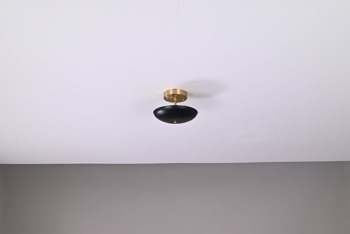 Modern Uplight Flush-Mount Ceiling Light – Handmade Solid Brass Fixture with Custom Finish Options |  - 32336