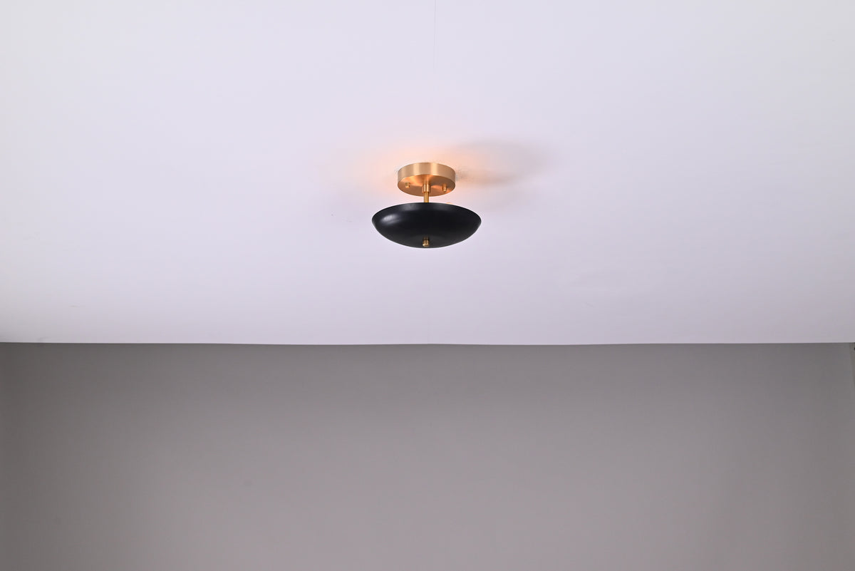 Modern Uplight Flush-Mount Ceiling Light – Handmade Solid Brass Fixture with Custom Finish Options |  - 32336