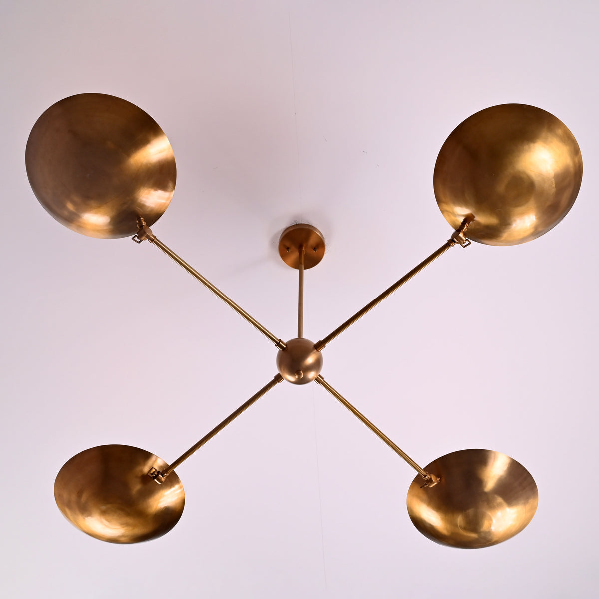 4-Light Uplight Brass Chandelier – Custom Mid-Century Modern Sculptural Ceiling Light |  & Handmade - 32337