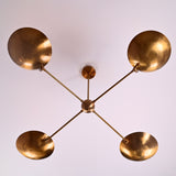 4-Light Uplight Brass Chandelier – Custom Mid-Century Modern Sculptural Ceiling Light |  & Handmade - 32337