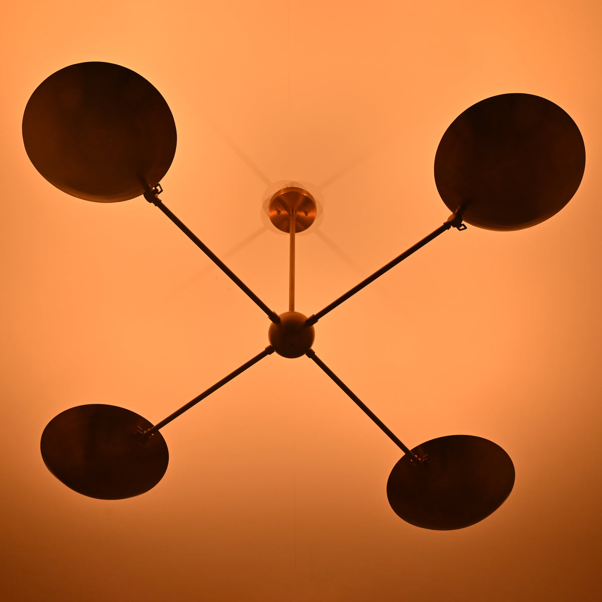 4-Light Uplight Brass Chandelier – Custom Mid-Century Modern Sculptural Ceiling Light |  & Handmade - 32337
