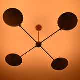 4-Light Uplight Brass Chandelier – Custom Mid-Century Modern Sculptural Ceiling Light |  & Handmade - 32337