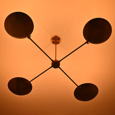 4-Light Uplight Brass Chandelier – Custom Mid-Century Modern Sculptural Ceiling Light |  & Handmade - 32337