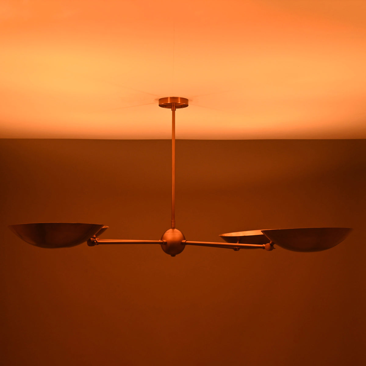 4-Light Uplight Brass Chandelier – Custom Mid-Century Modern Sculptural Ceiling Light |  & Handmade - 32337