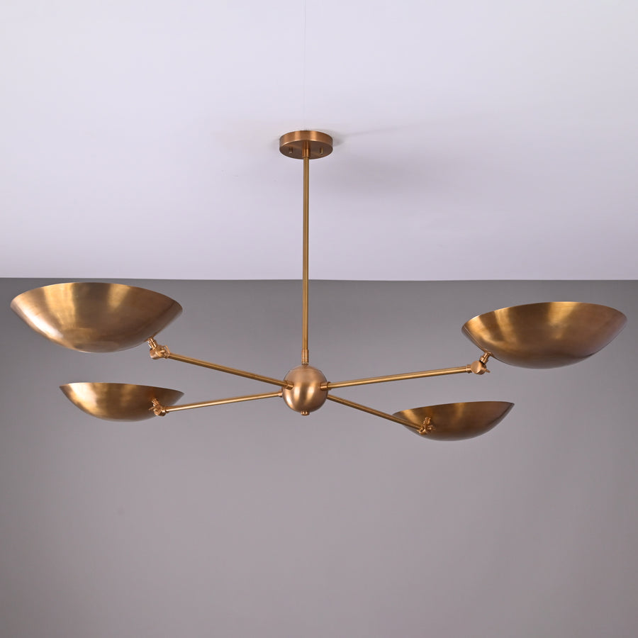 4-Light Uplight Brass Chandelier – Custom Mid-Century Modern Sculptural Ceiling Light |  & Handmade - 32337