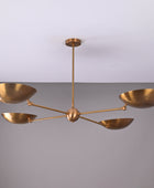 4 Lights Large Brass Adjustable Uplifting Lamp, No-shadow Pendant Lamp 57 inches - 32337