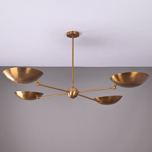 4 Lights Large Brass Adjustable Uplifting Lamp, No-shadow Pendant Lamp 57 inches - 32337