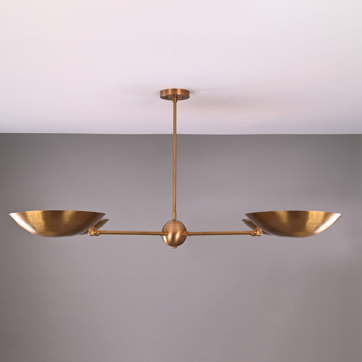 4-Light Uplight Brass Chandelier – Custom Mid-Century Modern Sculptural Ceiling Light |  & Handmade - 32337