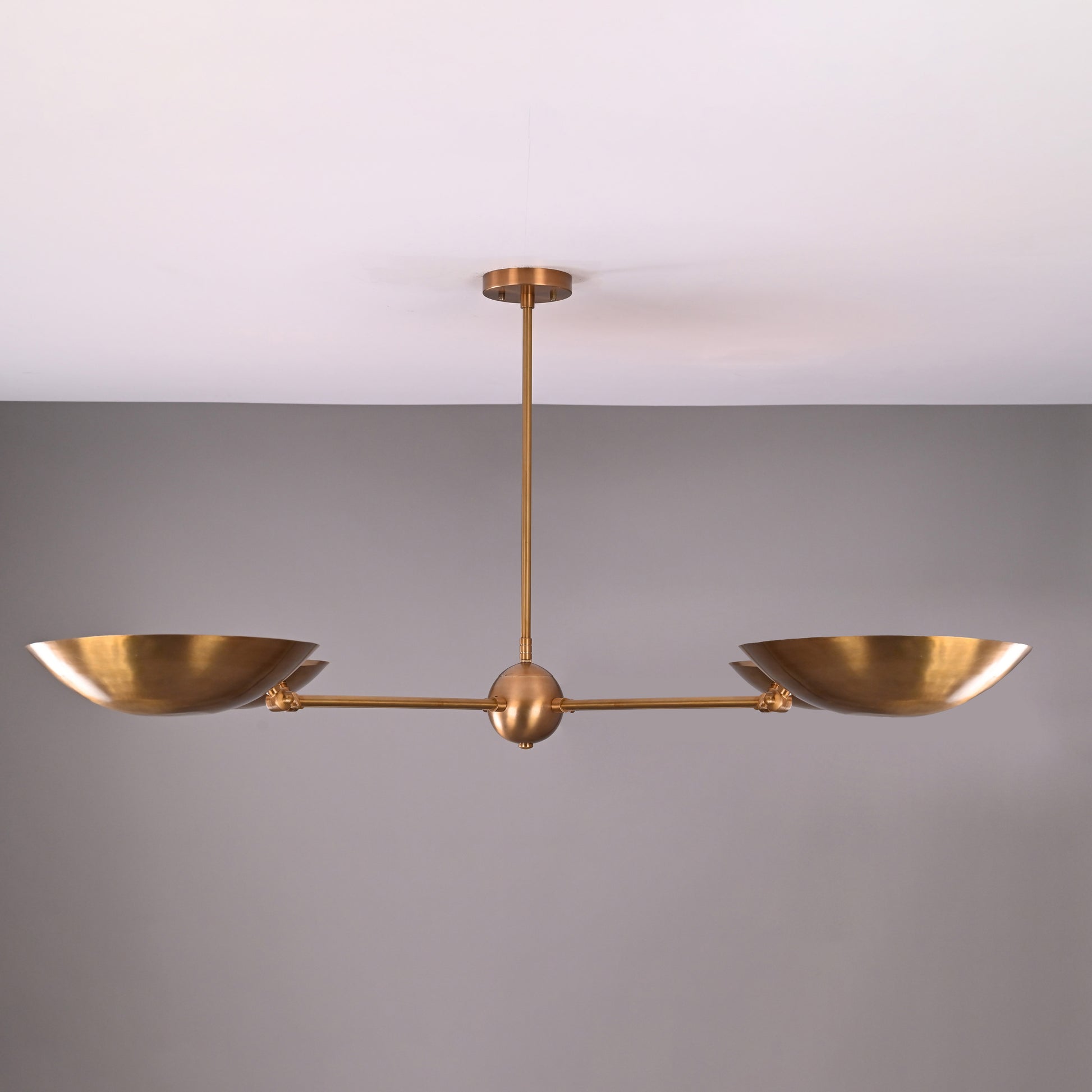 4 Lights Large Brass Adjustable Uplifting Lamp, No-shadow Pendant Lamp 57 inches - 32337