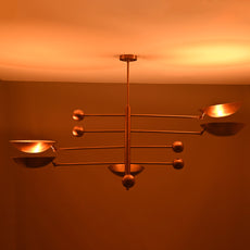 5-Light Uplight Brass Chandelier – Custom Handmade Mid-Century Modern Sculptural Ceiling Light |  - 32338