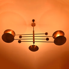 5-Light Uplight Brass Chandelier – Custom Handmade Mid-Century Modern Sculptural Ceiling Light |  - 32338