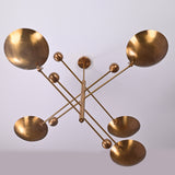 5-Light Uplight Brass Chandelier – Custom Handmade Mid-Century Modern Sculptural Ceiling Light |  - 32338