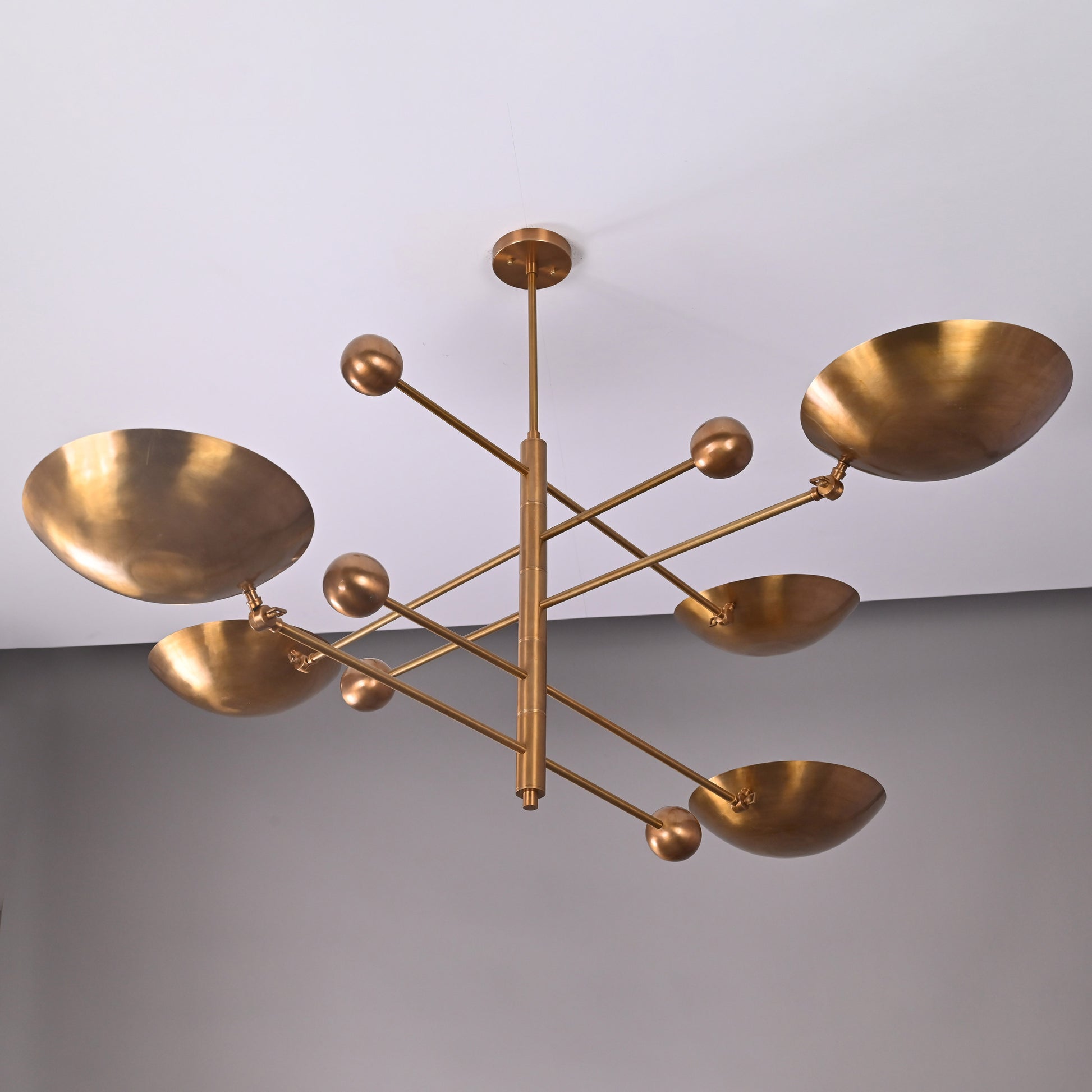 5 Lights Large Brass Orbital Pendant Lamp Mid-century Modern Chandelier 61" Wide - 32338