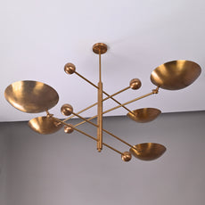 5-Light Uplight Brass Chandelier – Custom Handmade Mid-Century Modern Sculptural Ceiling Light |  - 32338