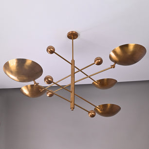 5 Lights Large Brass Orbital Pendant Lamp Mid-century Modern Chandelier 61