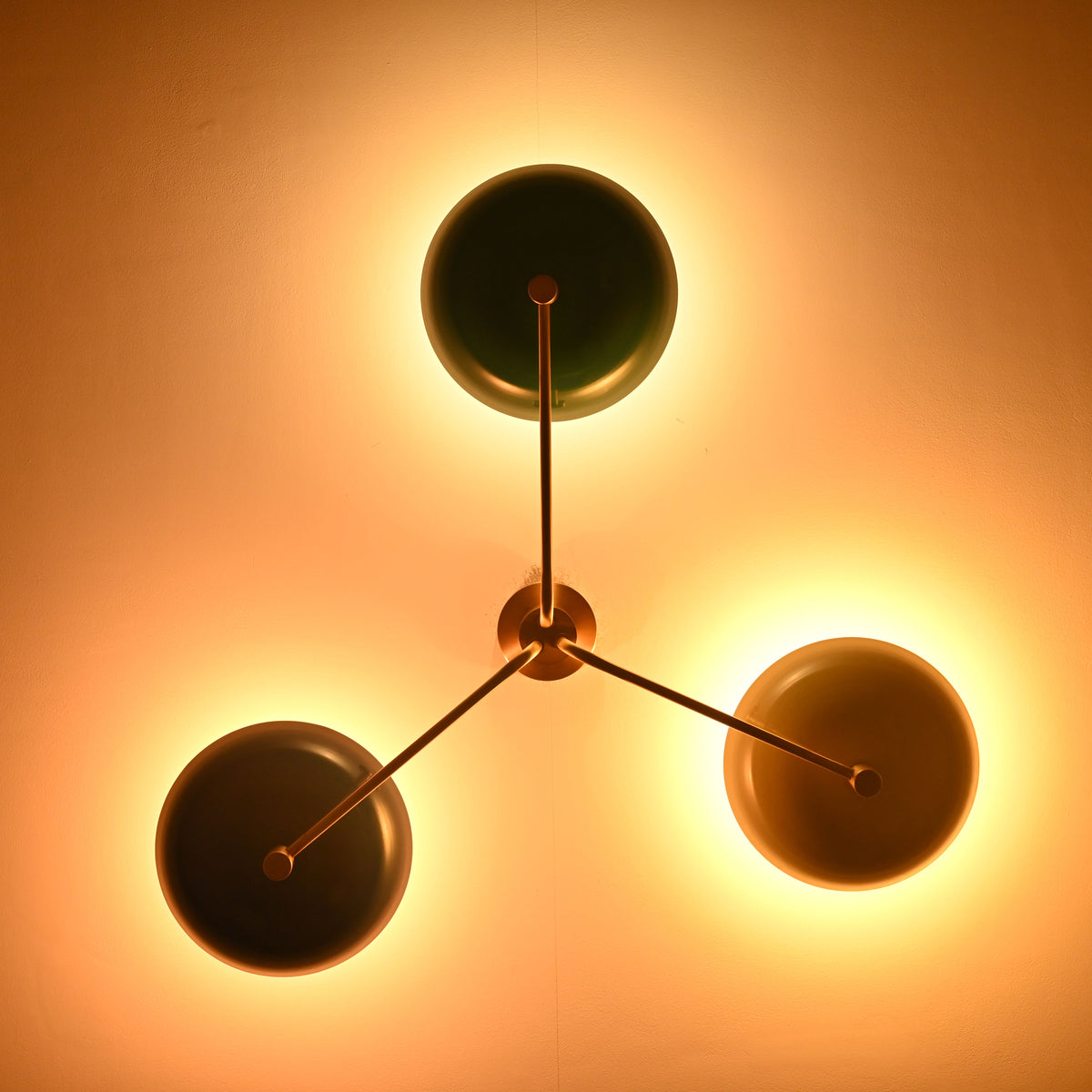 Modern Brass Flush Mount Ceiling Light | 3-Light Uplight Chandelier Custom Finish | Mid Century Modern Ceiling Fixture - 32339