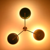 Modern Brass Flush Mount Ceiling Light | 3-Light Uplight Chandelier Custom Finish | Mid Century Modern Ceiling Fixture - 32339