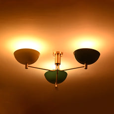 Modern Brass Flush Mount Ceiling Light | 3-Light Uplight Chandelier Custom Finish | Mid Century Modern Ceiling Fixture - 32339