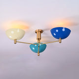 Modern Brass Flush Mount Ceiling Light | 3-Light Uplight Chandelier Custom Finish | Mid Century Modern Ceiling Fixture - 32339
