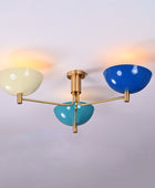 3 Arms / Lights Brass Flush Mount Pendant Lamp - 32339