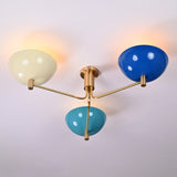 Modern Brass Flush Mount Ceiling Light | 3-Light Uplight Chandelier Custom Finish | Mid Century Modern Ceiling Fixture - 32339