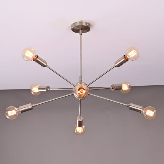 8 Arm Brass Sputnik Chandelier 30" Wide - 32341