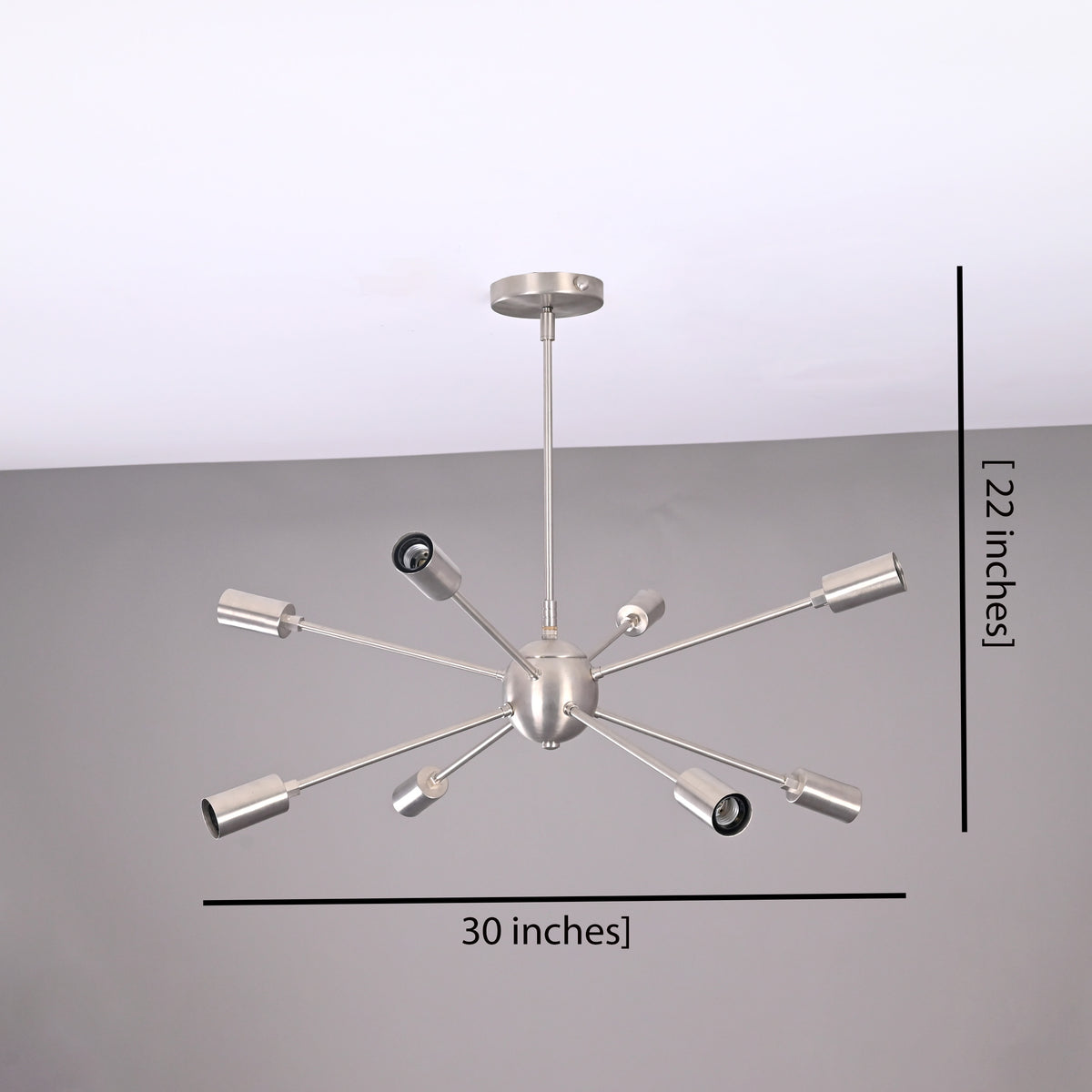 8-Light Sputnik Ceiling Chandelier – Custom Modern Mid-Century Light Fixture |  - 32341