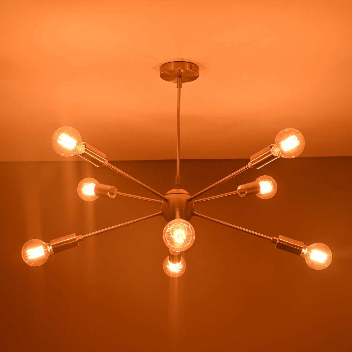 8-Light Sputnik Ceiling Chandelier – Custom Modern Mid-Century Light Fixture |  - 32341