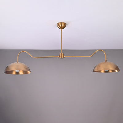 Two-Shade Brass Ceiling Chandelier – Custom Handmade Mid-Century Pendant Light |  - 32342