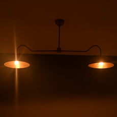 Two-Shade Brass Ceiling Chandelier – Custom Handmade Mid-Century Pendant Light |  - 32342