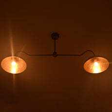 Two-Shade Brass Ceiling Chandelier – Custom Handmade Mid-Century Pendant Light |  - 32342