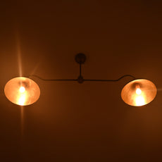 Two-Shade Brass Ceiling Chandelier – Custom Handmade Mid-Century Pendant Light |  - 32342