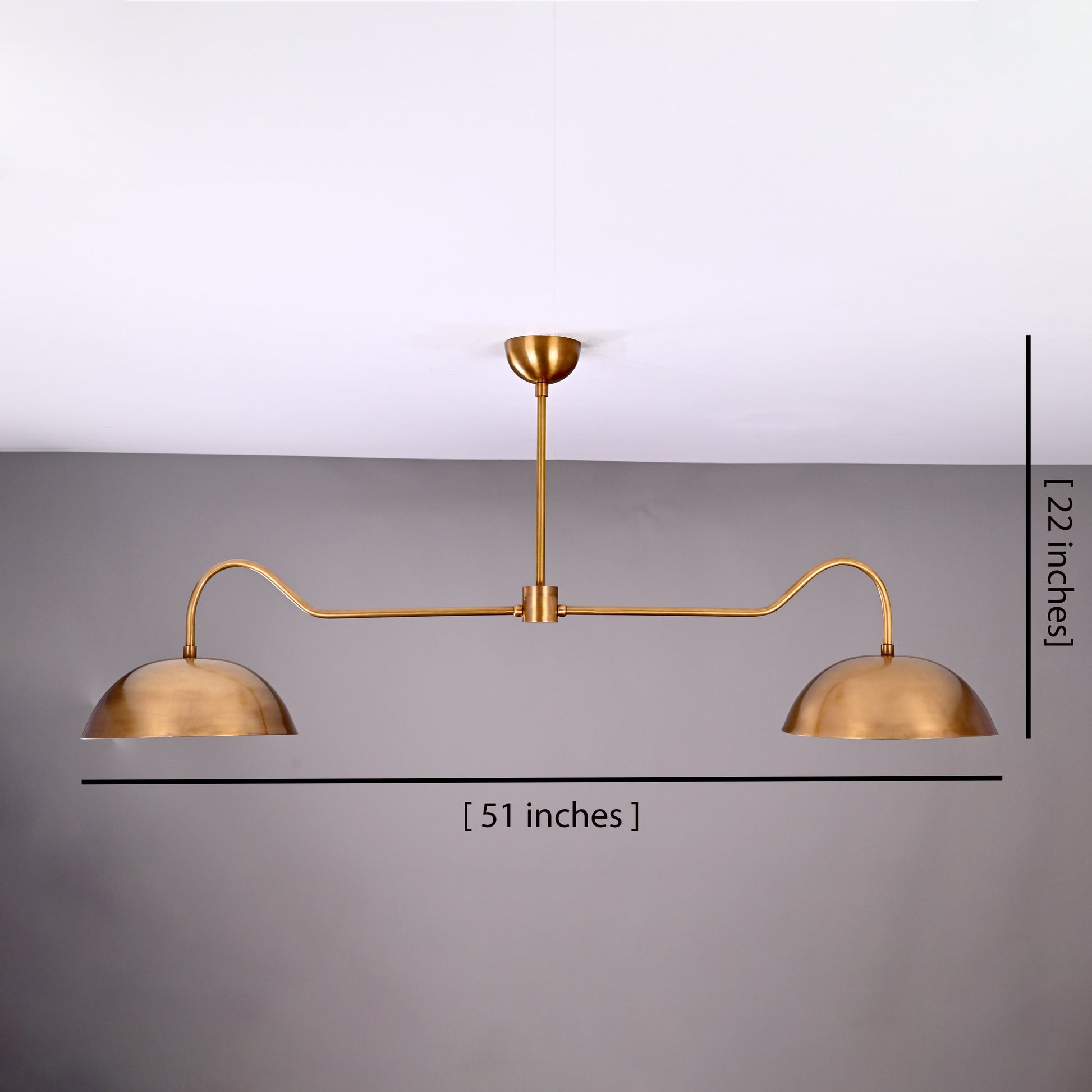 2 Light Brass Pendant Lamp 51" Wide - 32342