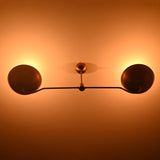 Two-Light Uplight Brass Ceiling Lamp – Custom Mid-Century Modern Uplighting Chandelier | Handmade,  - 32343