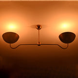 Two-Light Uplight Brass Ceiling Lamp – Custom Mid-Century Modern Uplighting Chandelier | Handmade,  - 32343