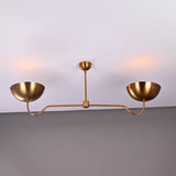 Two-Light Uplight Brass Ceiling Lamp – Custom Mid-Century Modern Uplighting Chandelier | Handmade,  - 32343
