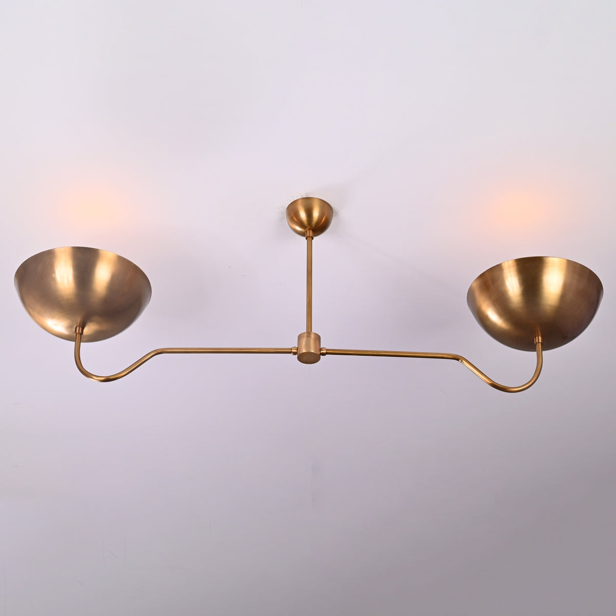 Two-Light Uplight Brass Ceiling Lamp – Custom Mid-Century Modern Uplighting Chandelier | Handmade,  - 32343