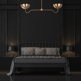 Two-Light Uplight Brass Ceiling Lamp – Custom Mid-Century Modern Uplighting Chandelier | Handmade,  - 32343